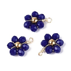 Темно-Синий Стекло с 304 подвесками из нержавеющей стали, , граненые, темно-синий, 10.5~11x9x3 мм, отверстие : 1.4 мм