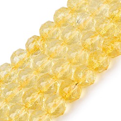 Золотистый Хрустящие прозрачные стеклянные бусины нити, имитация желе, круглые, граненые, золотые, 7.5~8 мм, отверстие : 0.8~1.5 мм, около 48~49 шт / нитка, 13.98~14.57 дюйм (35.5~37 см)