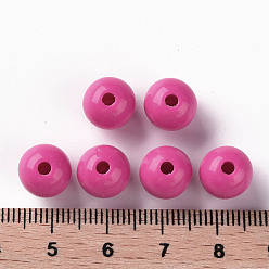 Camellia Opaque Acrylic Beads, Round, Camellia, 10x9mm, Hole: 2mm, about 940pcs/500g