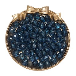 Полуночно-синий 50шт 1 набор стеклянных бусин, прозрачный, круглые, граненые, темно-синий, 9.5~10x9 мм, отверстие : 1.6 мм