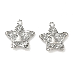 Hat Рождественские подвески из латуни с микропаве из прозрачных кубических цирконий, долговечный, Реальная платина, шляпа, 14.5x14x2.5 мм, отверстие : 1.4 мм