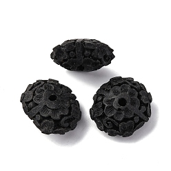 Черный Киноварь бисера, резные лакированные, рондель, чёрные, 15.5x18x8 мм, отверстие : 1.8 мм