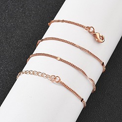 Розовое Золото Латунные цепочки панцирного плетения ожерелья для женщин, 304 из нержавеющей стали застежкой омар, стойки покрытие, без свинца и без кадмия, долговечный, розовое золото , 17.95 дюйм (45.6 см)