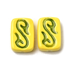 Желтый Фарфоровые бусины ручной работы, прямоугольные, пастельный фарфор, желтые, 22.5~23.5x15.5~16.5x8.5 мм, отверстие : 1.5~1.6 мм