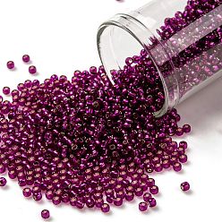 (2223) Silver Lined Dragonfruit TOHO Round Seed Beads, Japanese Seed Beads, (2223) Silver Lined Dragonfruit, 11/0, 2.2mm, Hole: 0.8mm, about 1110pcs/bottle, 10g/bottle