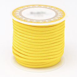 Желтый Плетеные шнуры полиэфира, круглые, желтые, 3 мм, около 8.74 ярдов (8 м) / рулон
