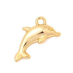Dolphin Латунь прелести, без никеля , реальный 18 k позолоченный, дельфин, 11x14x2.5 мм, отверстие : 1.6 мм