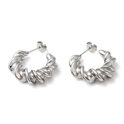 Нержавеющая Сталь Цвет Не тускнеют 304 круглые серьги из нержавеющей стали, серьги-кольца, цвет нержавеющей стали, 24x7.5 мм