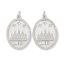 Платина Латуни циркония кубической подвески, с целью перехода в кольце, долговечный, без свинца и без кадмия, овальные со звездой, гора и слово шаблон, Реальная платина, 23.5x16x2 мм