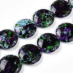 Черный Синтетических нитей бирюзовые бусы, окрашеные, плоско-круглые, чёрные, 24x6.5 мм, отверстие : 0.9 мм, около 16 шт / нитка, 15.08'' (38.3 см)