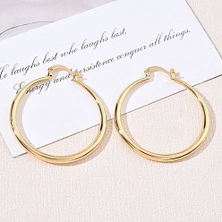 Real 18K Gold Plated Brass Hoop Earrings for Women, Real 18K Gold Plated, 43x39x3mm