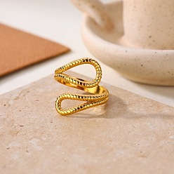 Teardrop 304 Stainless Steel Cuff Open Rings, Golden, Teardrop, Inner Diameter: 15~20mm