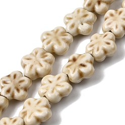 пшеница Фарфоровые бусины ручной работы, цветок, яркие глазированный фарфор, цвет пшеницы, 12x12.5x5~6 мм, отверстие : 1.6 мм, около 35 шт / нитка, 15.55'' (39.5 см)