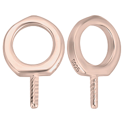 Розовое Золото 10 шт. 925 серебряные шурупы с ушком, кольцо, для полуполых бусин , розовое золото , 9x6x1 мм, отверстие : 4 мм, штифты : 0.6 мм, 10 шт / комплект