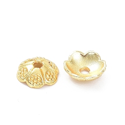 Настоящее золото 18K Латунь 6 -лепестковые колпачки для бусинок, долговечный, цветок, реальный 18 k позолоченный, 6x2 мм, отверстие : 1.2 мм