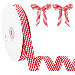 Красный Полиэфирные ленты, шотландка, аксессуары для одежды, красные, 5/8 дюйм (15 мм), около 50.00 ярдов (45.72 м) / рулон