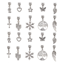 Античный Серебрянный & Античный Золотой 50 шт 10 стили европейские подвески из сплава в тибетском стиле, большой кулон дыра, бабочка, крыло и сердце, разнообразные, античное серебро, 22~38 мм, отверстие : 4.6 мм, 5 шт / стиль