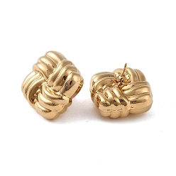 Golden 304 Stainless Steel Earrings, Cube, Golden, 29x28.5mm