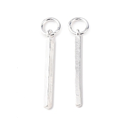 Серебро 925 стерлингов серебряные подвески, прямоугольные палочки-подвески, с печатью 925, серебряные, 21.5x1.5x1.5 мм, отверстие : 3.7 мм