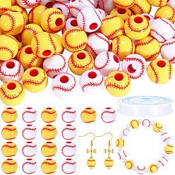 Tennis 200шт акриловые бусины, ремесло бусы, спортивные мячи, с 1рулонной эластичной кристаллической нитью, большой теннис, 11.6x11.5 мм, отверстие : 3.9 мм