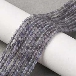 Айолит Природные иолит нитей бисера, граненые, круглые, 2~2.5 мм, отверстие : 0.5 мм, около 177~178 шт / нитка, 14.96"~15.35" (38~39 см)