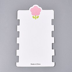 Pink Картонные карточки для демонстрации ювелирных изделий, предназначенные для хранения резинок для волос., Прямоугольник с цветком, розовые, 14.2x8.2x0.04 см, отверстие : 8 мм