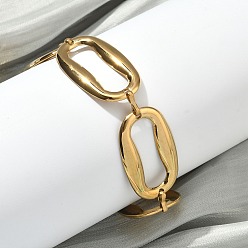 Golden 304 Stainless Steel Oval Link Chain Bracelets for Women, Ion Plating(IP), Long-Lasting Plated, Golden, Inner Diameter: 7.20 inch(18.3cm)