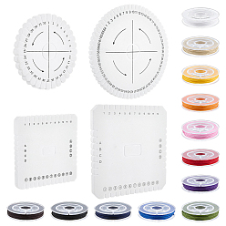 (52) Непрозрачная лаванда 4шт. 4 стили, лоток для вязания браслетов из пенопласта, Плетеный канат из ниток ручной работы, дисковая оплетка, круглый квадрат, с 12 рулонами 12 цветов нейлоновой нити, разноцветные, 10.1~15.2x0.9~0.95 см, 1 шт / стиль