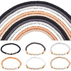 (52) Непрозрачная лаванда 6 цветные плоские круглые бусины ручной работы из полимерной глины, диск хейши бусины для гавайских серег браслет ожерелья ювелирных изделий, разноцветные, 4x1 мм, отверстие : 1 мм