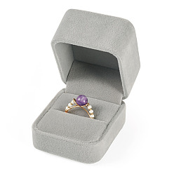 Pink Бархат кольца коробки, прямоугольные, розовые, 6x5.1x4.5 см