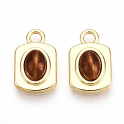 Золотой Прямоугольные подвески из сплава смолы, подвески из искусственного камня, золотые, 13.5x8.5x4 мм, отверстие : 2 мм