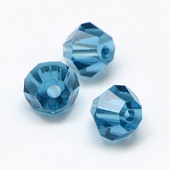 Steel Blue Imitation 5301 Bicone Beads, Transparent Glass Faceted Beads, Steel Blue, 3x2.5mm, Hole: 1mm, about 720pcs/bag