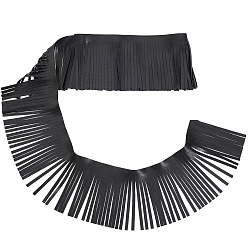 Черный 2м отделка бахромой из искусственной кожи и замши, Кожаная бахрома с кисточками для шитья своими руками, украшения платья и юбки, чёрные, 100x0.5 мм