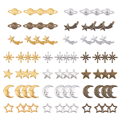 Mixed Color Zinc Alloy Cabochons & Links & Cabochon Enamel Settings, Mixed Shapes, Mixed Color, 108pcs/bag