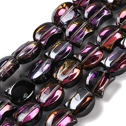 Кокосово-Коричневый Стеклянные бусины с гальваническим покрытием , с половиным покрытием, форма кошки, кокосового коричневый, 8x10.5x5 мм, отверстие : 1.1 мм, около 65 шт / нитка, 25.20'' (64 см)