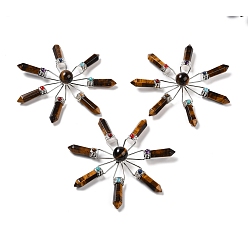 Тигровый глаз Натуральный тигровый глаз 7 генератор энергии точек чакры, исцеляющий хрустальный камень рейки, 111x17.5 мм