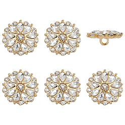 Кристалл 6шт. пуговицы из сплава со стразами, цветок, 1-луночное, кристалл, 17.5x7.5 мм, отверстие : 2.5 мм