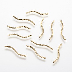 Golden Rack Plating Brass Tube Beads, Cadmium Free & Lead Free, Long-Lasting Plated, Golden, 24x1.5mm, Hole: 0.5mm