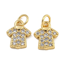 Настоящее золото 18K Покрытие стойки латунь микропаве прозрачные кубические циркониевые подвески, без свинца и без кадмия, долговечный, одежда, реальный 18 k позолоченный, 9.5x8x2 мм, отверстие : 3 мм