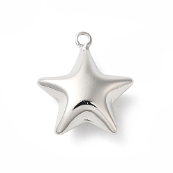 Платина Стойки обшивки латунные подвески, без кадмия и без свинца, долговечный, звезда, платина, 19.5x16x7 мм, отверстие : 1.8~2 мм