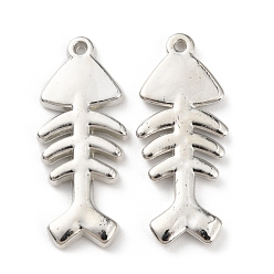 Платина Пластмассовые подвески ccb, очарование рыбьих костей, платина, 35x14.5x2.5 мм, отверстие : 1.6 мм