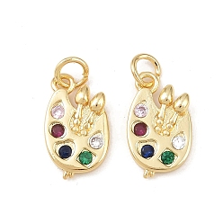 Настоящее золото 18K Латунные микро проложить кубического циркония подвески, палитра, без кадмия и без свинца, стойки покрытие, долговечный, с целью перехода в кольце, реальный 18 k позолоченный, 15.5x9x3 мм, отверстие : 3.4 мм