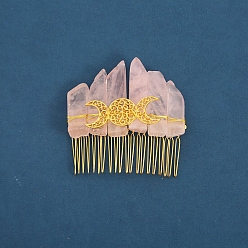 Розовый Кварц Обручи для волос из натуральных камней, аксессуары для волос для женщин и девочек, луна, 80x80x20 мм