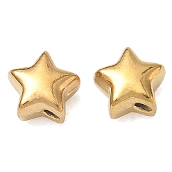 Real 18K Gold Plated 304 Stainless Steel Beads, Star, Ion Plating(IP), Real 18K Gold Plated, 6.5x6.5x4mm, Hole: 1mm