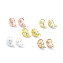 (52) Непрозрачная лаванда Сплав серьги выводы, с петлей, латунные булавки и гайки для ушей / спинки сережек, долговечный, раковина, разноцветные, 22x14 мм, отверстия: 1.5 мм, штифты: 0.7 мм