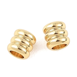 Real 18K Gold Plated SHEGRACE Brass Beads, Corrugated, Column, Cadmium Free & Nickel Free & Lead Free, Real 18K Gold Plated, 5x5mm, Hole: 3mm