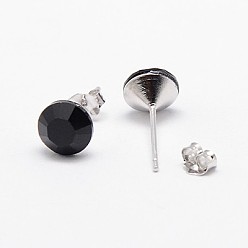 280_Jet Aretes de cristal austriaco, con 925 pendientes de plata de ley, 280 _jet, 16x7 mm, pin: 0.8 mm