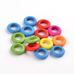 Gemischte Farbe Holzperlen, gefärbt, Bleifrei, Donut, Gemischte Farbe, 12x4 mm, Bohrung: 6 mm