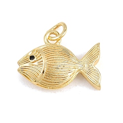 Настоящее золото 18K Латунные подвески, с эмалью, рыбы прелести, без кадмия и без свинца, реальный 18 k позолоченный, 15x19.5x7 мм, отверстие : 3.5x6 мм