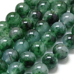 чирок Натуральный Malaysia нефритовые бусы пряди, окрашенная и подогревом, круглые, зелено-синие, 14 мм, отверстие : 1.5 мм, около 27 шт / нитка, 14.96 дюйм (38 см)